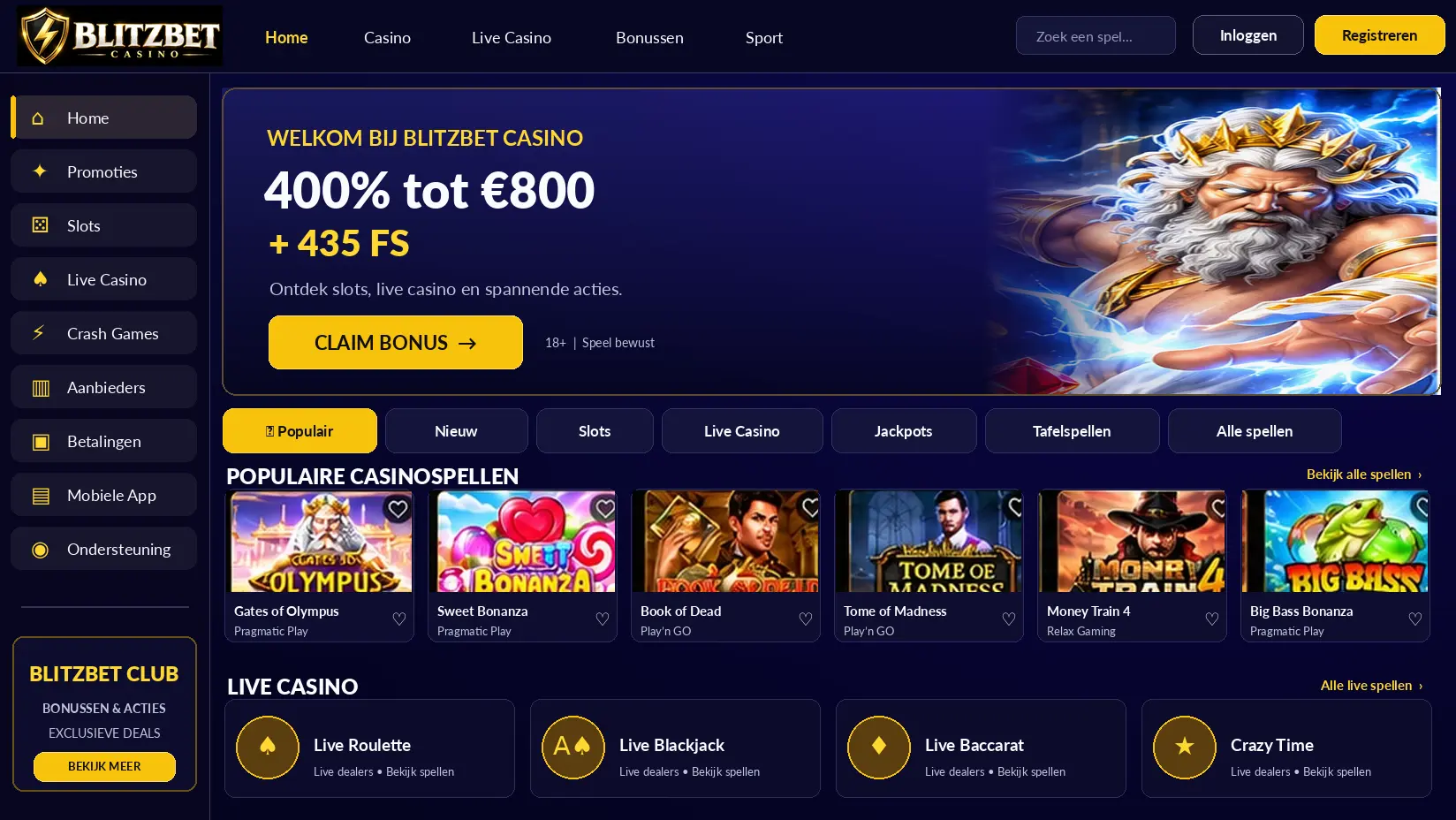 Blitzbet Casino Review: Slots, Live Games en Betalingen image 1